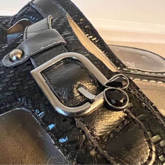 Alegria PEG-530 Black Leather Sparkle Velcro Strap Sandals Sz 38 = Women’s 7.5/8 - Picture 6 of 13